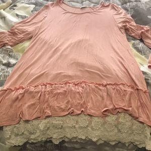 Pink lace bottom shirt